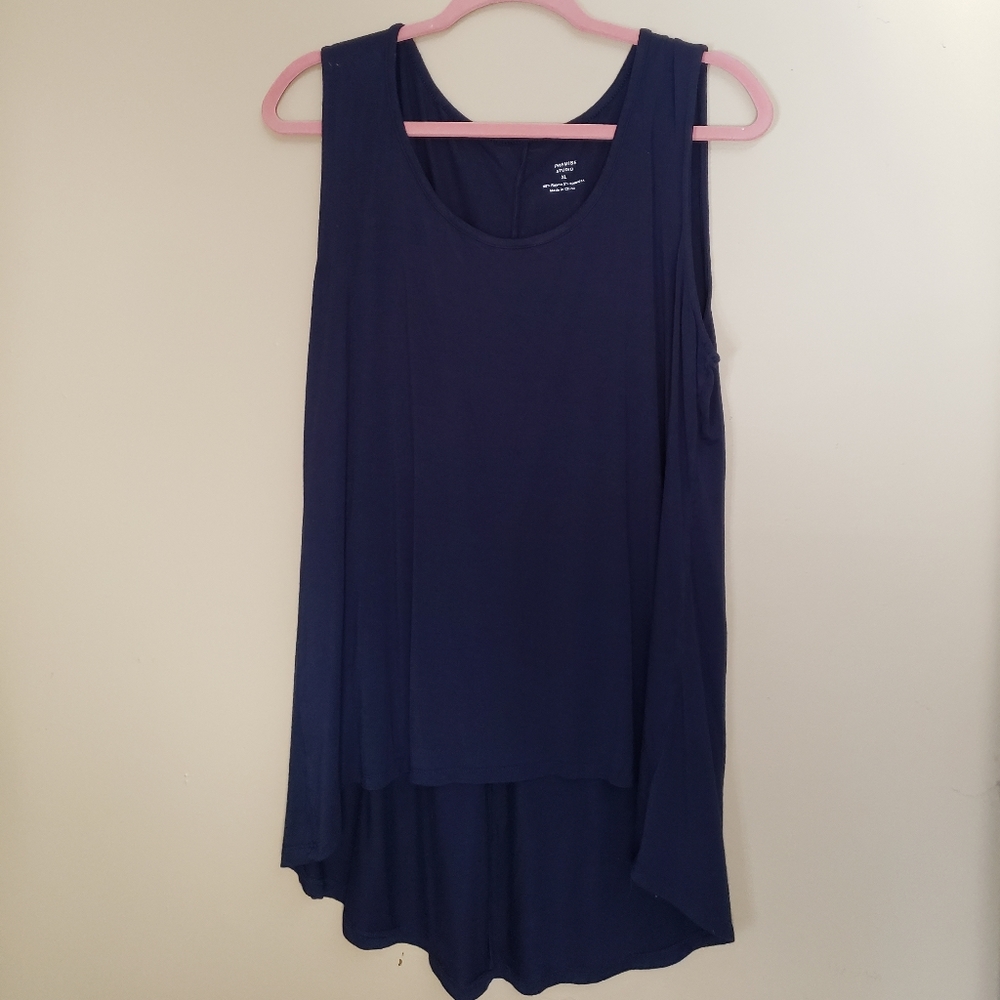 XL Navy Blue High Low Tank Top Premise Studio